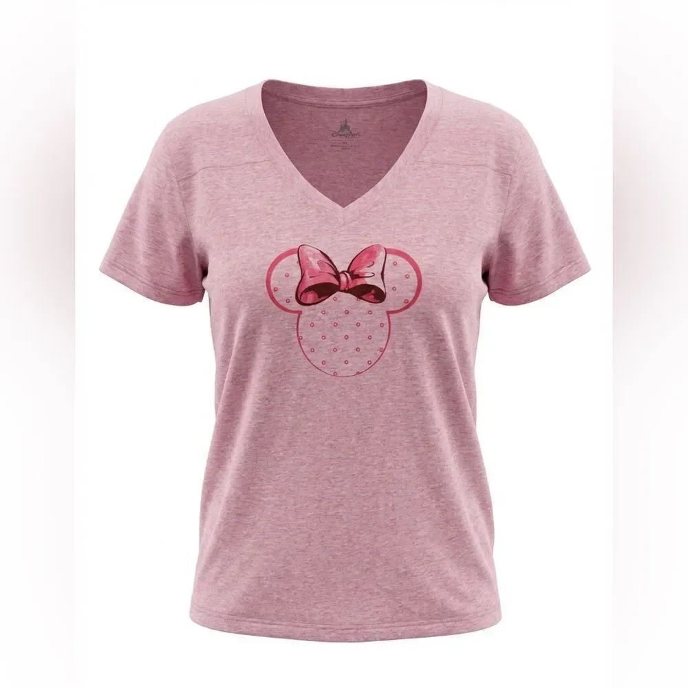 Disney Parks womens Pink Minnie Mouse T-Shirt v neck size XXL